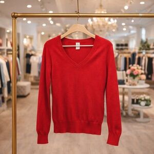GAP Red V-Neck Sweater XS | Classic Soft Knit Pullover